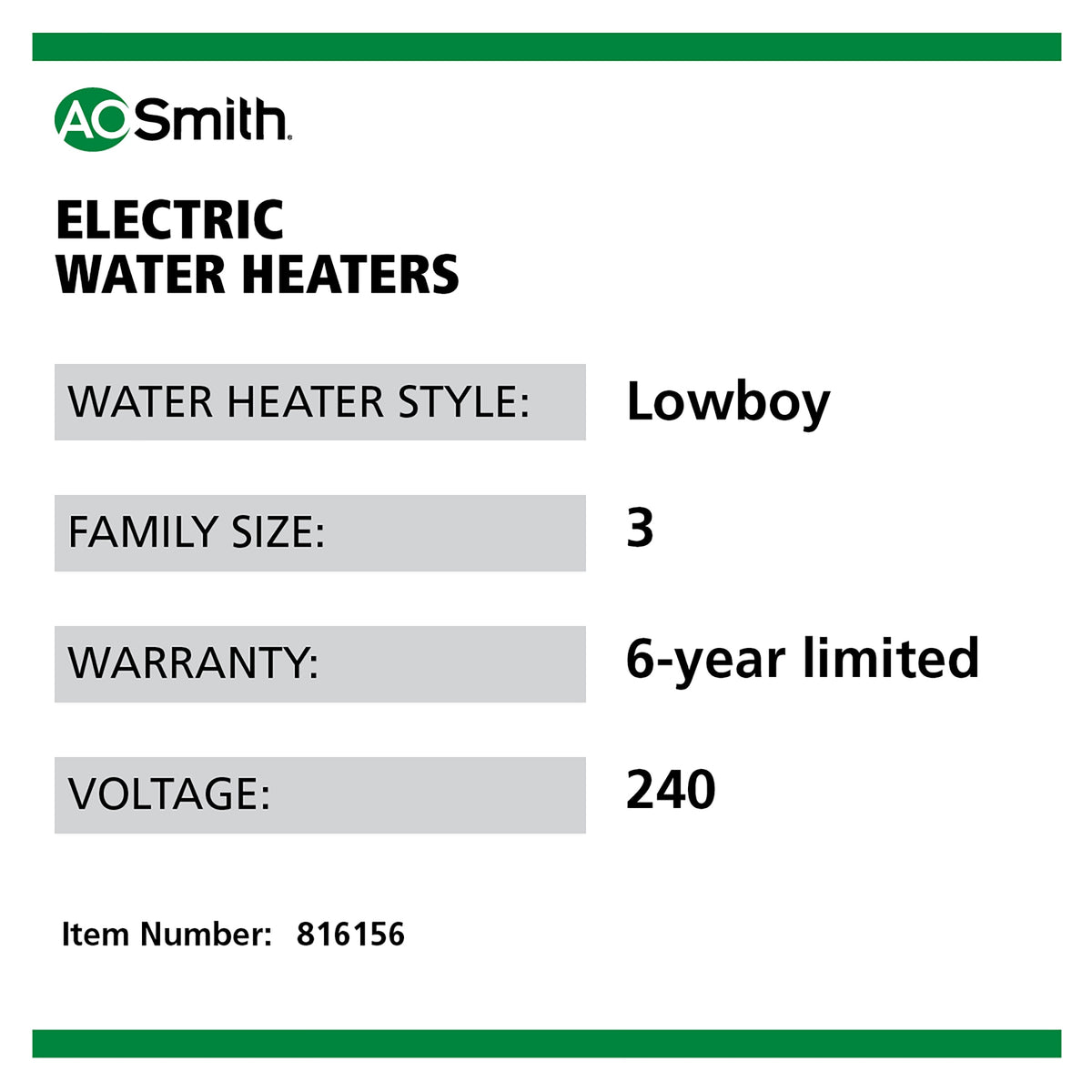 A.O. Smith Signature 100 E6-40L45DVB Electric Water Heater