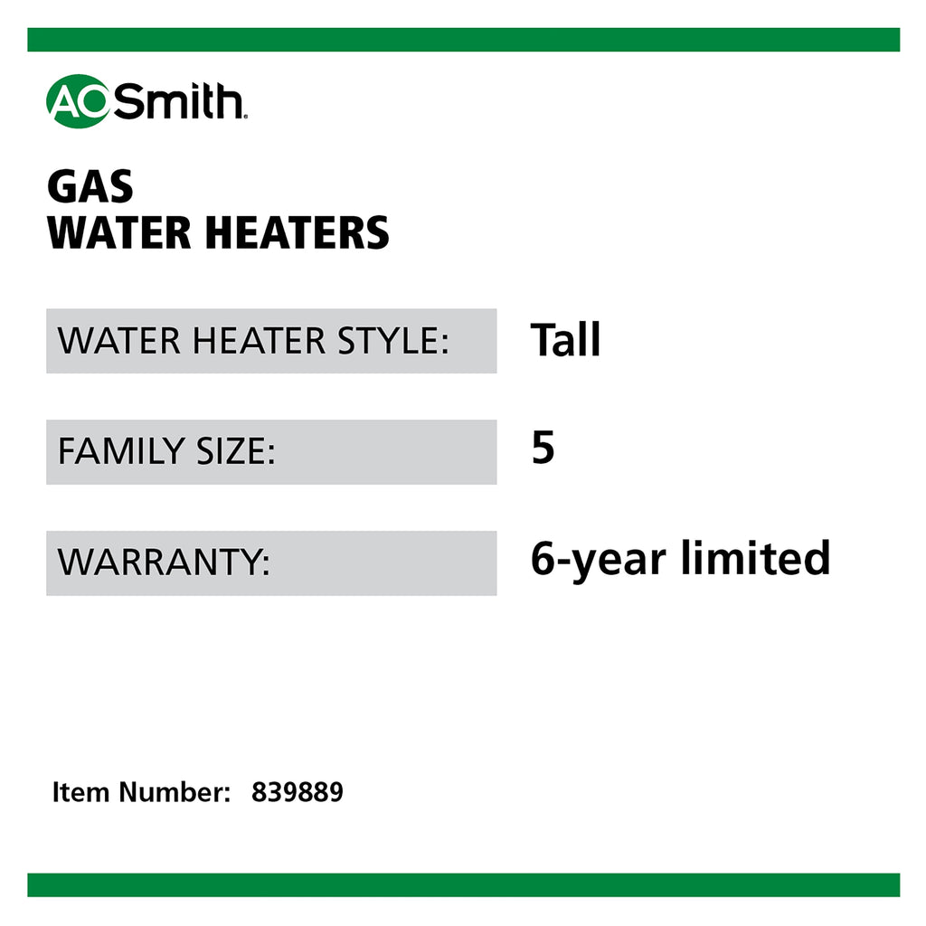 A.O. Smith Signature 500 G6-PDT7576NV Natural Gas Water Heater